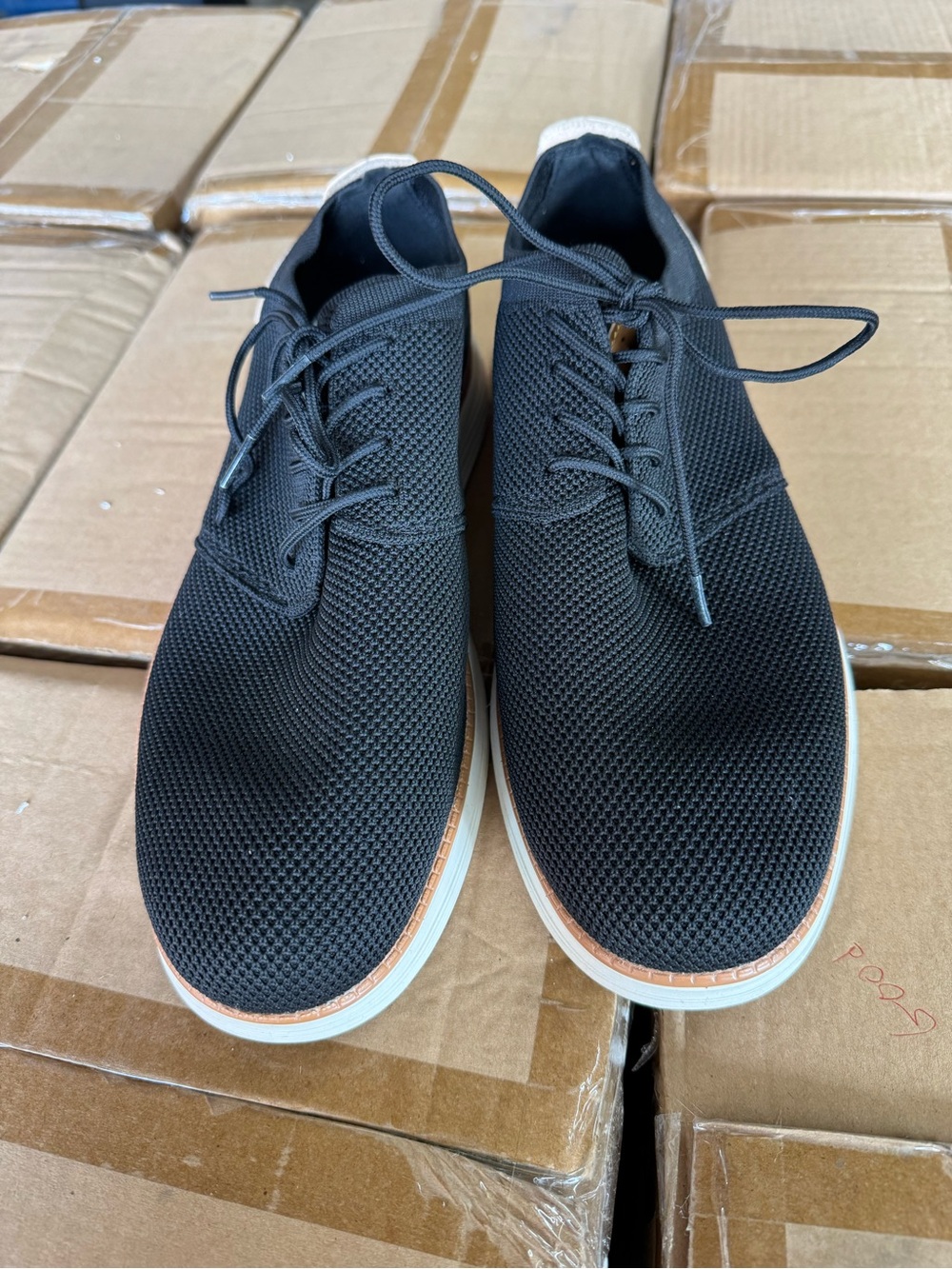Vilocy Men's Black Knit Lace-Up Casual Shoes